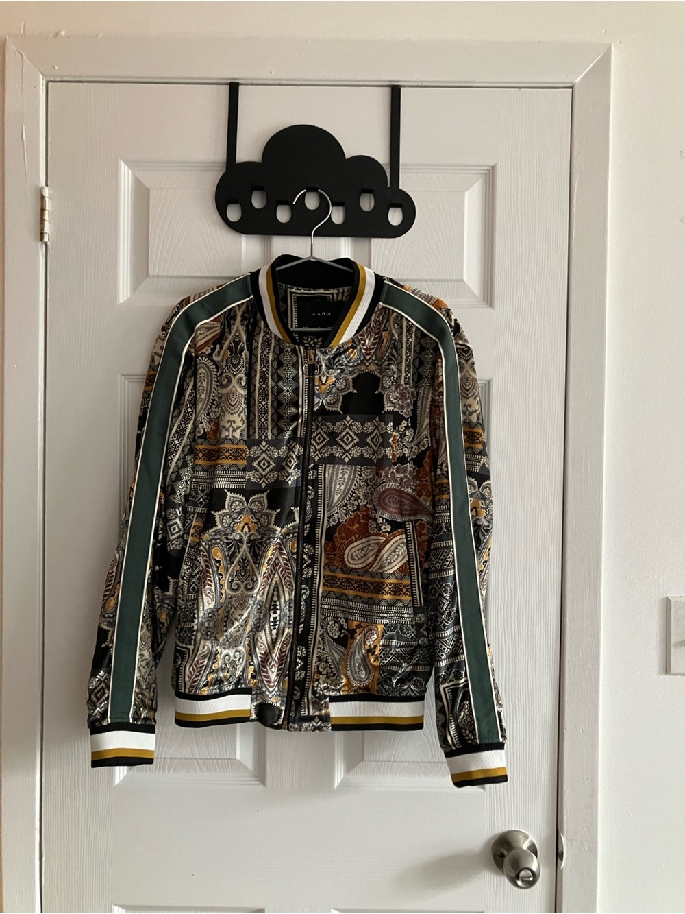 Zara Multi Color Paisley-Print Bomber Jacket